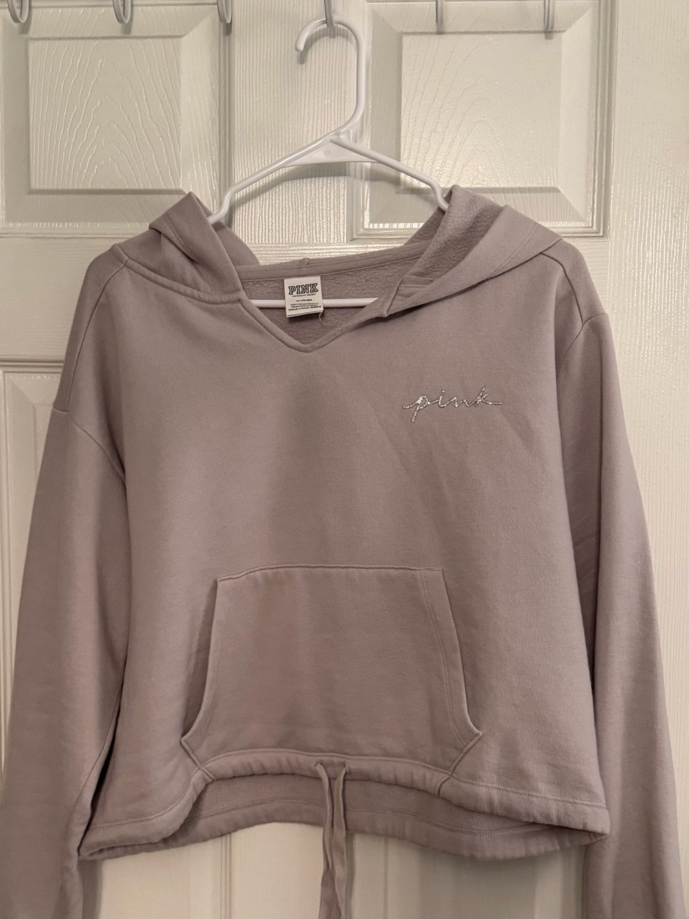PINK Victoria's Secret Cropped Hooded Sweatshirt in Dusty Lavender